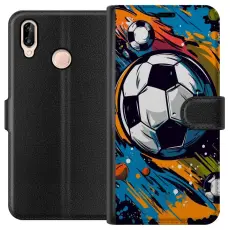 Gustaf - Pl&aring;nboksfodral till Huawei P20 lite med Fotbollar