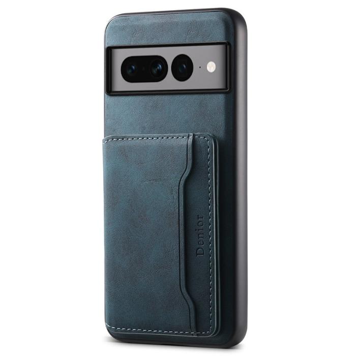 DENIOR - DENIOR D13 Google Pixel 7 Pro Fodral KonstLäder Ställ - Blå