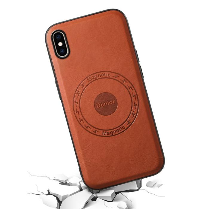DENIOR - DENIOR Mobilskal till iPhone XS Max PU Läder Belagt PC+TPU Brun