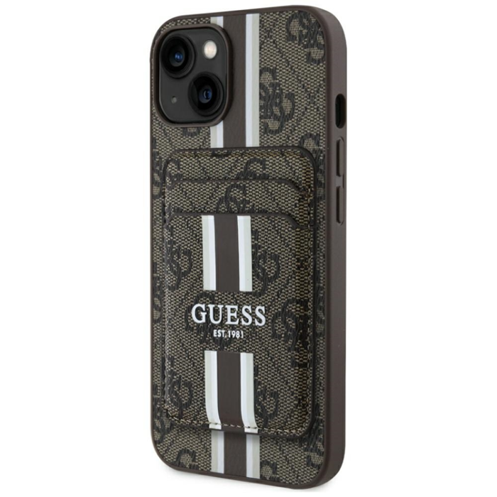 Guess - Guess iPhone 15 Mobilskal Magsafe Korthållare Stripes