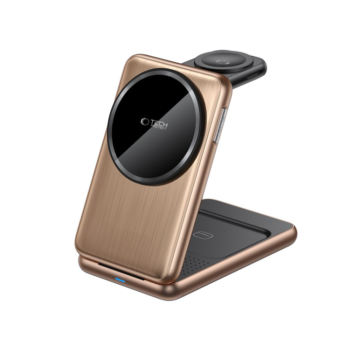 Tech-Protect - [3in1] Tech-Portect Trådlös Laddare Magsafe iPhone, Apple Watch, AirPods - Guld