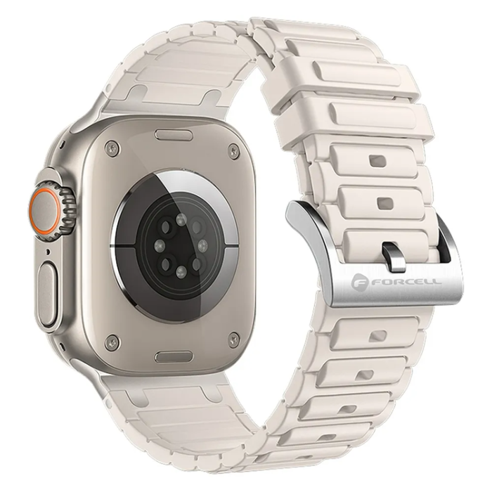 Forcell - Forcell Apple Watch (42/44/45/49) Armband Silikon - Vit