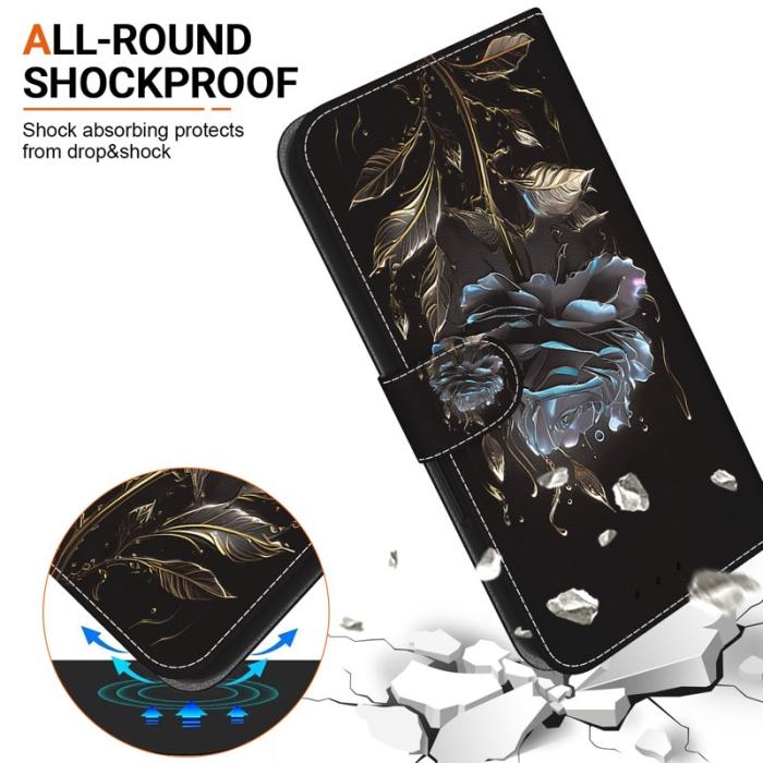 OEM - Samsung Galaxy S26 Plånboksfodral Anti-Drop Mönstertryck Konstläder - Svart Ros