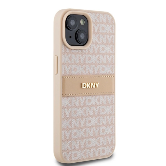 DKNY - DKNY iPhone 15/14 Plus Mobilskal Läder Mono Stripe & Metal Logo