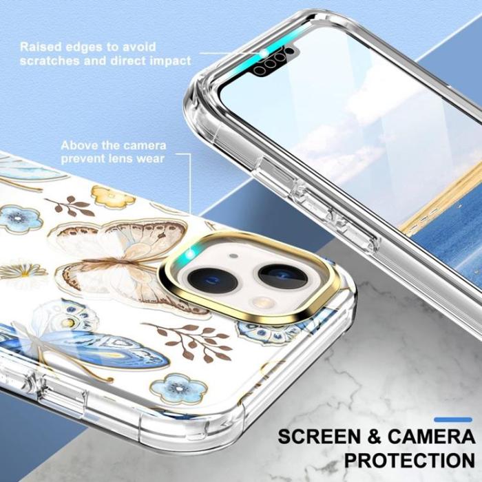OEM - iPhone 14 Plus Skal 360 Butterfly - Blå