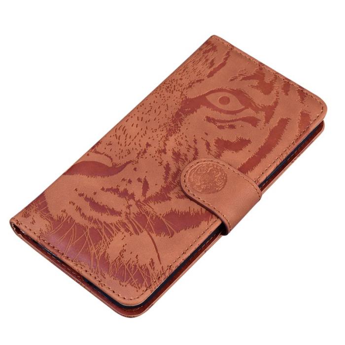 OEM - Samsung Galaxy S26 / S26 Pro Plånboksfodral Konstläder Tigertryck - Brun