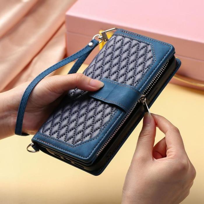 A-One Brand - iPhone 7/8/SE (2022/2020) Plånboksfodral Rhombus Grid - Blå
