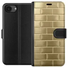 Gustaf - Pl&aring;nboksfodral till Apple iPhone 16e med Gyllene Murstenar