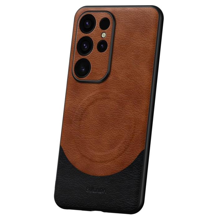 SULADA - SULADA Magnetic Series Mobilskal till Galaxy S24 Ultra Läder Brun