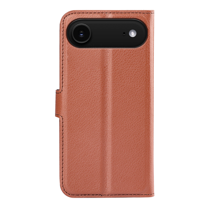 A-One Brand - iPhone 17 Air Plånboksfodral Litchi Texture läder - Brun