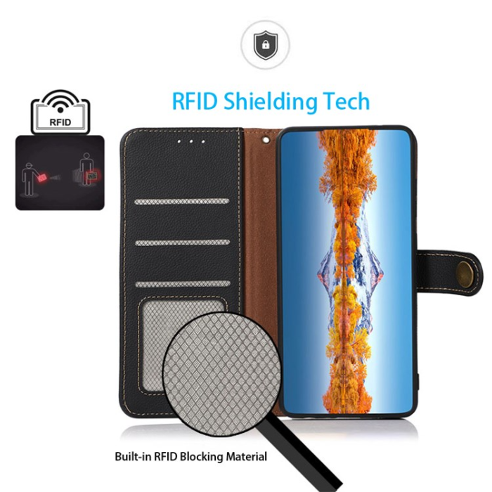 KHAZNEH - KHAZNEH Xiaomi Mi 11 Ultra Plånboksfodral Äkta Läder Kickstand - Svart