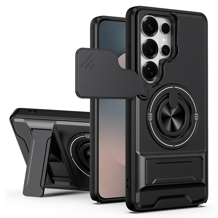 Galaxy S26 Ultra Mobilskal MagSafe med Camera Lens Slider Ringhållare (Svart) | 2353 | AlltMobil