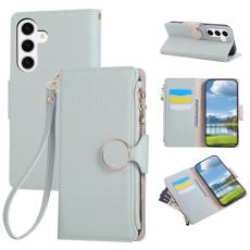 OEM - Pl&aring;nboksfodral f&ouml;r Samsung Galaxy S26 Konstl&auml;der med handledsrem - Cyan