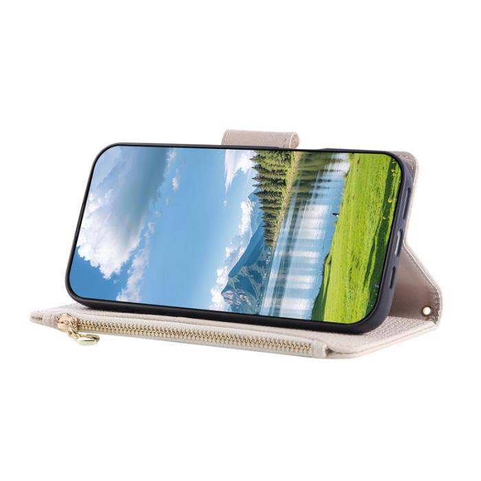 OEM - Plånboksfodral för Samsung Galaxy S26 Konstläder med handledsrem - Beige