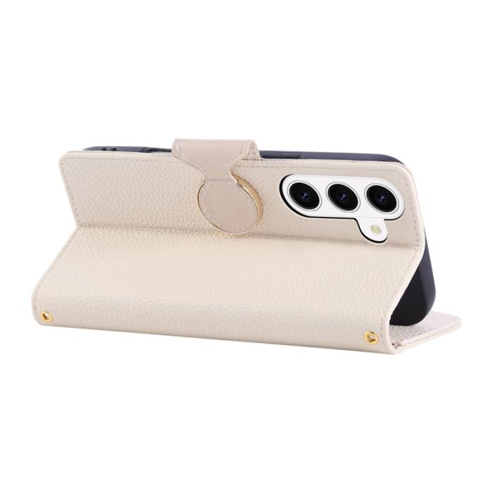 OEM - Plånboksfodral för Samsung Galaxy S26 Konstläder med handledsrem - Beige