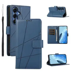OEM - Pl&aring;nboksfodral f&ouml;r Samsung Galaxy S26 Konstl&auml;der med handledsrem - Bl&aring;