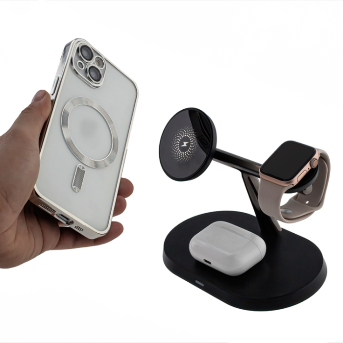 Maxlife - Maxlife 3-in-1 Trådlös Laddare Magsafe iPhone, Apple Watch, AirPods - Svart
