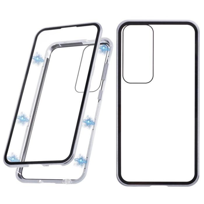 OEM - Mobilskal för Samsung Galaxy S26 Plus Dubbel-Sidigt Härdat Glas - Silver
