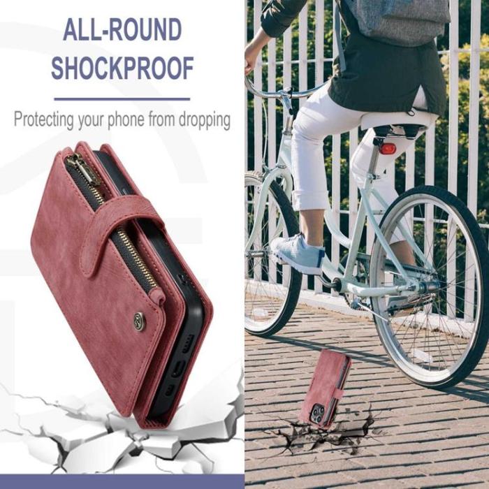 Caseme - CASEME iPhone 14 Pro Plånboksfodral C30 Zipper - Röd