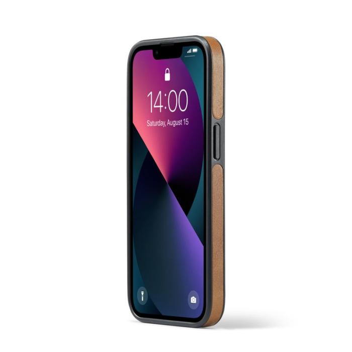 DG.MING - DG.MING Mobilskal till iPhone 14 Plus Anti-Fall Läder PC+TPU Brun