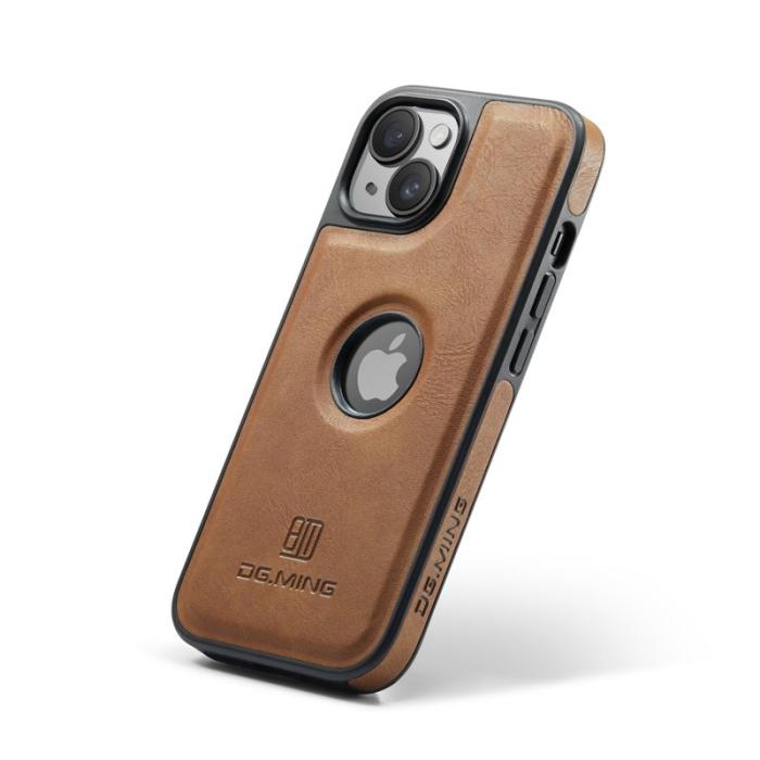 DG.MING - DG.MING Mobilskal till iPhone 14 Plus Anti-Fall Läder PC+TPU Brun