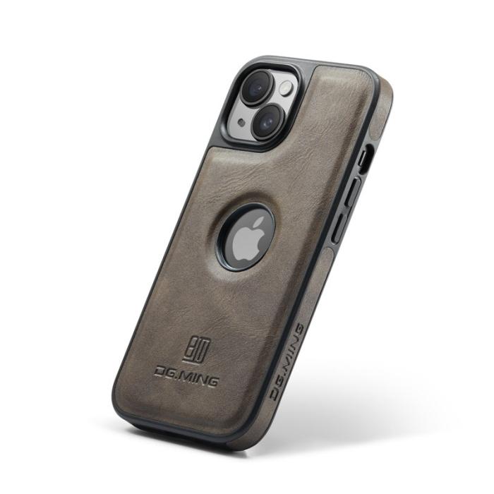 DG.MING - DG.MING Mobilskal till iPhone 14 Plus Anti-Fall Läder PC+TPU Brun