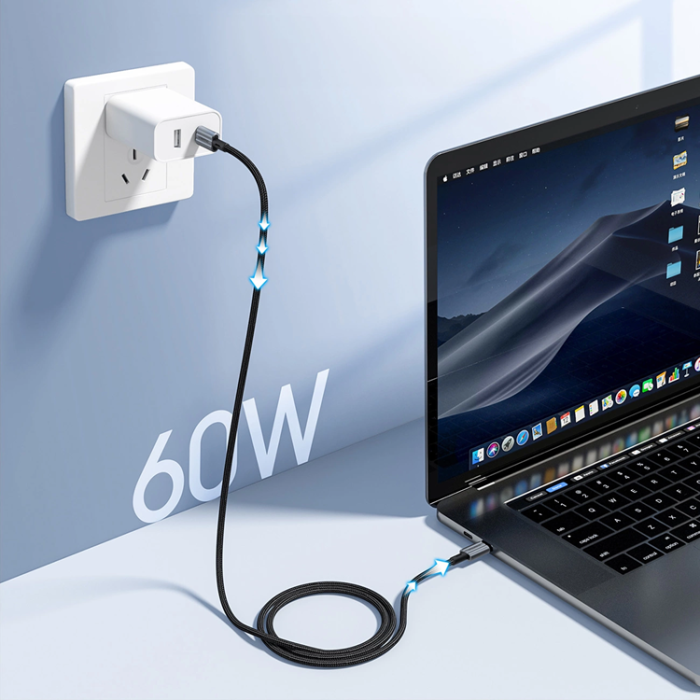 Choetech - Choetech USB-C till USB-C Kabel 60W 1.2m - Grå