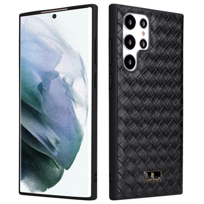 FIERRE SHANN - FIERRE SHANN Samsung Galaxy S22 Ultra Plånboksfodral Äkta läder - Svart