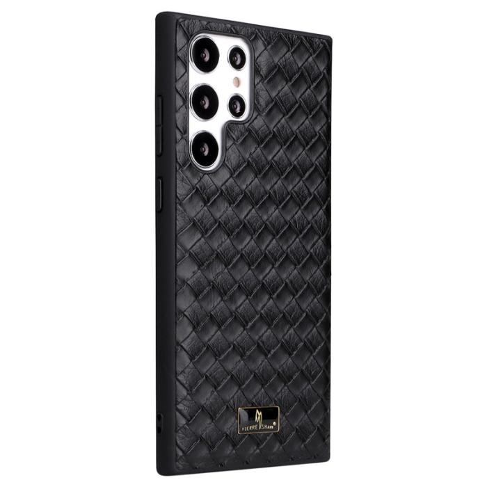 FIERRE SHANN - FIERRE SHANN Samsung Galaxy S22 Ultra Plånboksfodral Äkta läder - Svart