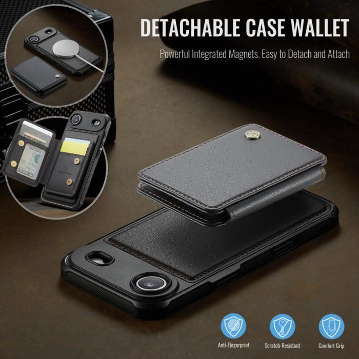 JEEHOOD - JEEHOOD J05 Mobilskal till iPhone Air i Läder med Magnetficka - Svart