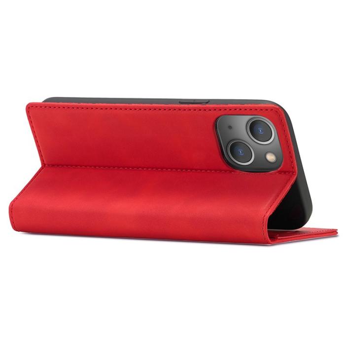 LC.imeeke - LC.IMEEKE iPhone 15 Plånboksfodral KonstläderStäll - Röd