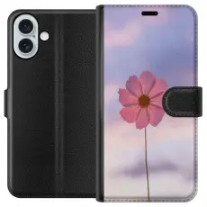 Gustaf - Pl&aring;nboksfodral till Apple iPhone 16 Plus med Rosa blomma
