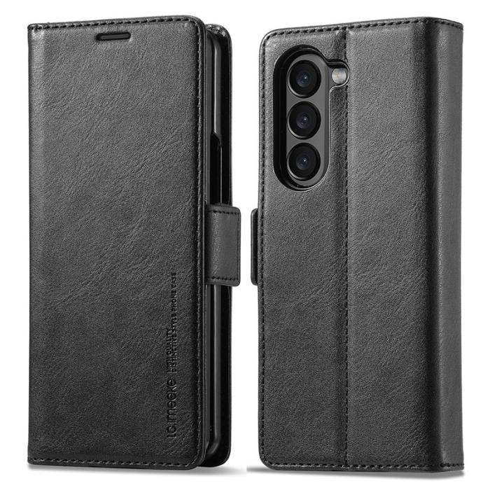 LC.imeeke - LC.IMEEKE Samsung Galaxy Z Fold5 Plånboksfodral Konstläder - Svart