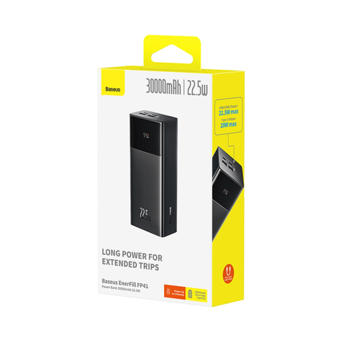 BASEUS - Baseus Powerbank 30000mAh 22.5W USB-A - USB-C Kabel 30cm Svart