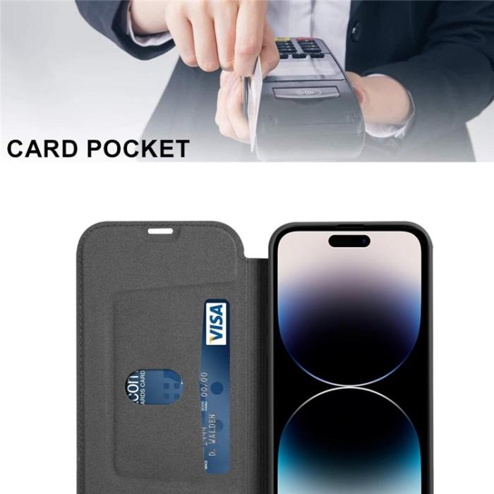 OEM - iPhone 14 Pro Plånboksfodral Liquid Silicone - Svart