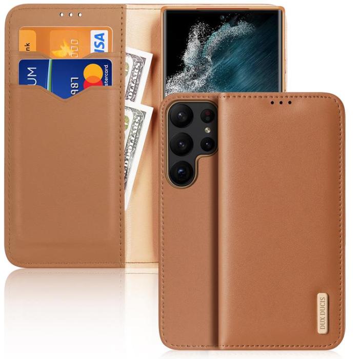 Dux Ducis - Dux Ducis Galaxy S23 Ultra Plånboksfodral Hivo RFID - Brun