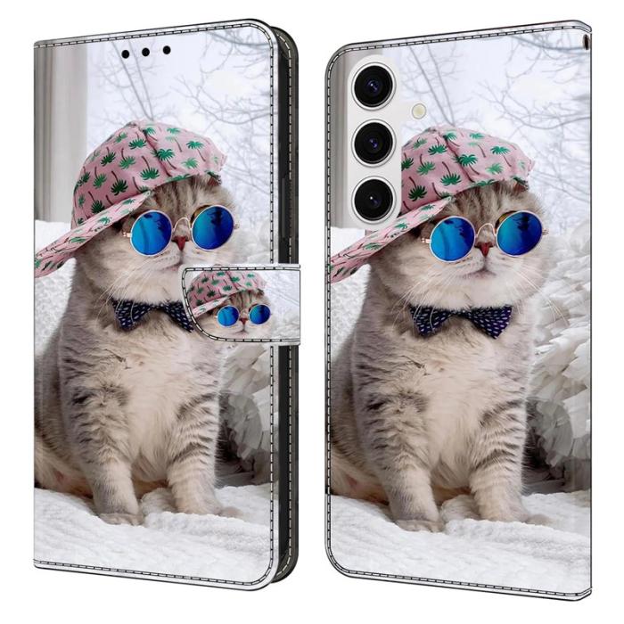 OEM - Hat Cat Samsung Galaxy S26 Fodral Mönstertryck Ställ Läder Flip - Hat Cat