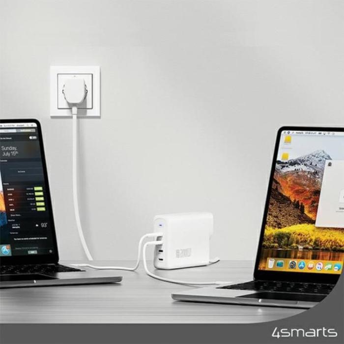 4smarts - 4smarts Snabbladdare 200W 4xUSB-C GaN FlexPro - Vit