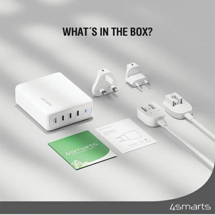 4smarts - 4smarts Snabbladdare 200W 4xUSB-C GaN FlexPro - Vit