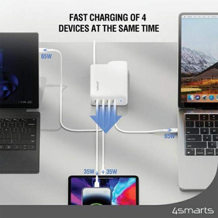 4smarts - 4smarts Snabbladdare 200W 4xUSB-C GaN FlexPro - Vit