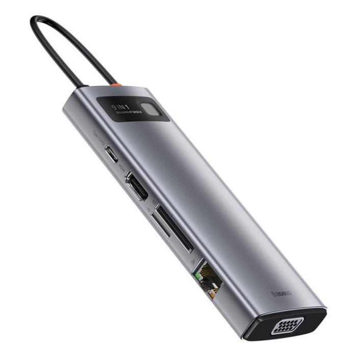 BASEUS - [9in1] Baseus HUB Multifunctional 100W - Grå