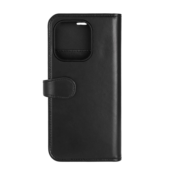 BUFFALO - BUFFALO äkta läder iPhone 16 Pro Plånboksfodral MagSafe 2-i-1 - Svart