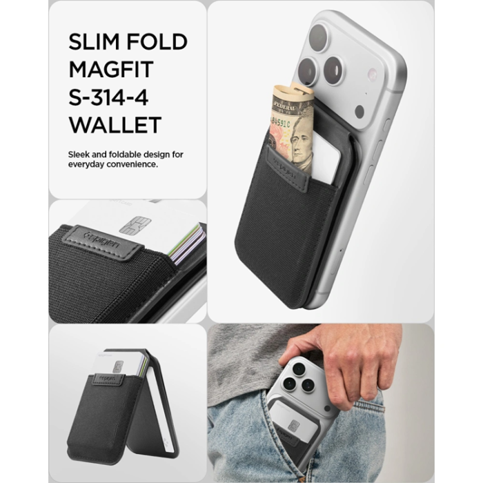 Spigen - Spigen MagSafe Korthållare S314-4 Slim Fold med Tripod - Svart