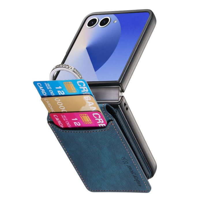 A-One Brand - Galaxy Z Flip 7 Mobilskal Korthållare med Ring - Blå