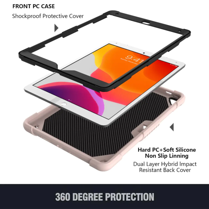 A-One Brand - iPad 10.2 (2019/2020/2021) Skal Butterfly Hybrid med Axelrem - Rosa