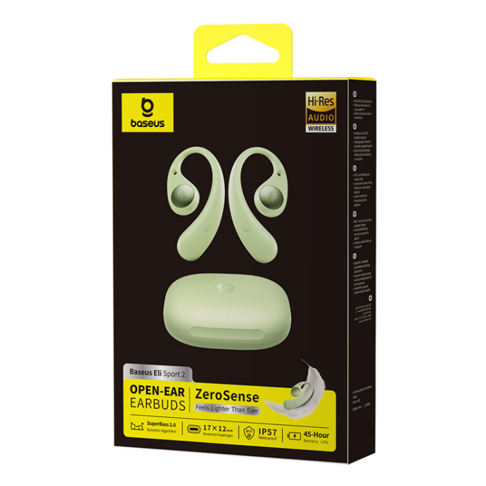 BASEUS - Baseus In-Ear TWS Trådlösa Hörlura Eli Sport 2 OWS med Huvudband - Grön