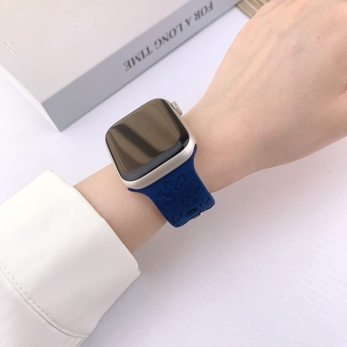A-One Brand - Apple Watch (38/40/41mm) Armband Leopard Texture - Blå