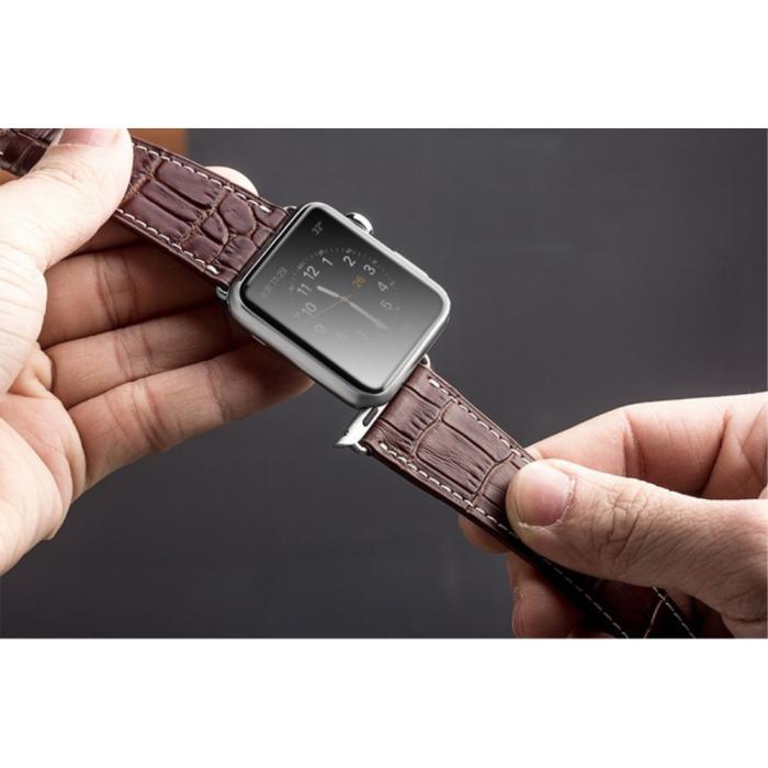UTGATT5 - Qialino Watchband i äkta läder till Apple Watch 42mm - Röd