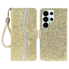 OEM - Samsung Galaxy S26 Ultra Pl&aring;nboksfodral Konstl&auml;der Glitter - Guld