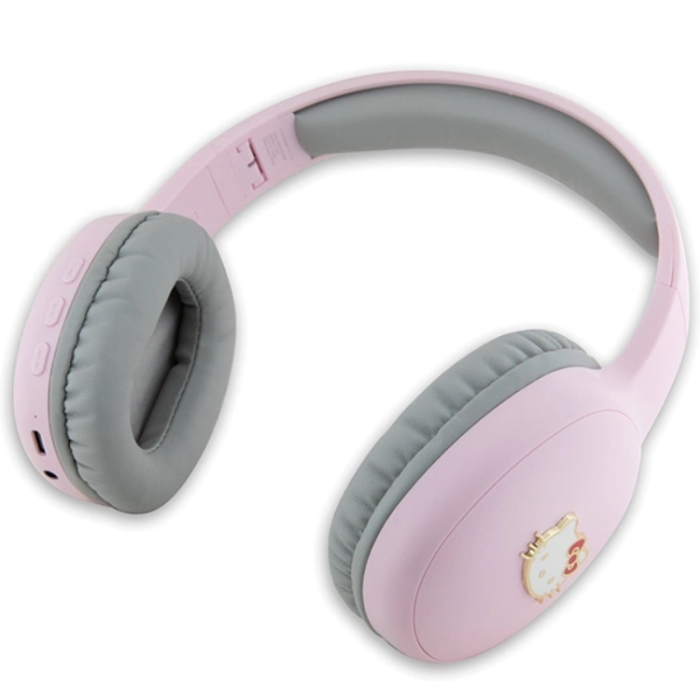 Hello Kitty - Hello Kitty On-Ear Hörlurar Bluetooth Metal Logo - Rosa/Grå